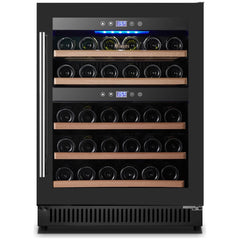 Vinovero: 23-inch Dual Zone Wine Cooler with 40 Bottle Capacity and Black Full Glass Door