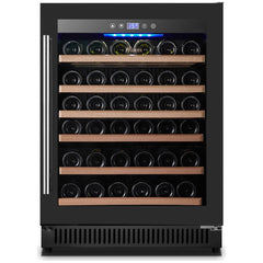 Vinovero: 23-inch Single Zone Wine Cooler with 51 Bottle Capacity and Black Full Glass Door