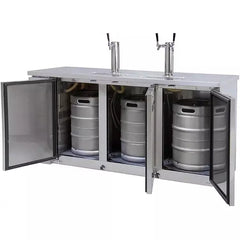 Kegco 72" Wide Triple Tap Stainless Steel Commercial Kegerator